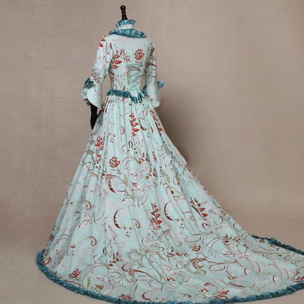 Renaissance Victorian Royal Queen Costume Medieval Gown Robe Train Dress