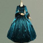 European Spring Women’s Elegant Vintage Victorian Dress Ladies Jacquard Lace Lolita Costumes