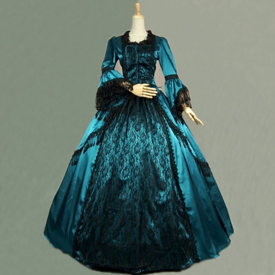 European Spring Women's Elegant Vintage Victorian Dress Ladies Jacquard Lace Lolita Costumes