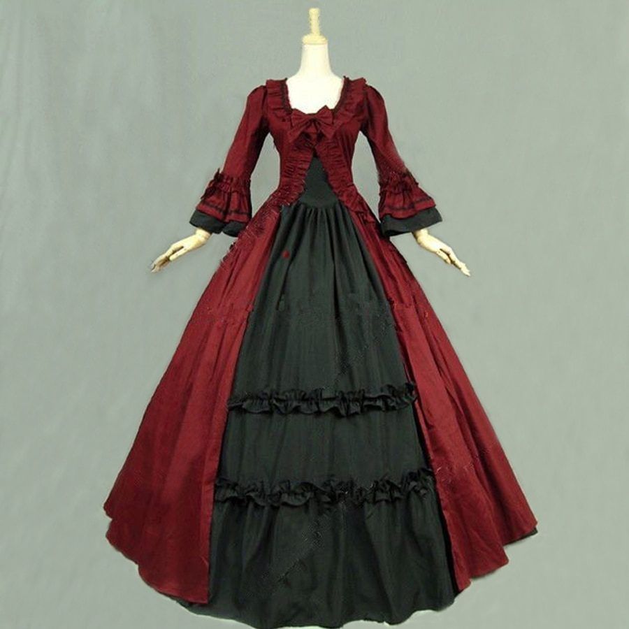 Western Spring Women's Two-piece Vintage Victorian Female Long Gothic Party Dress