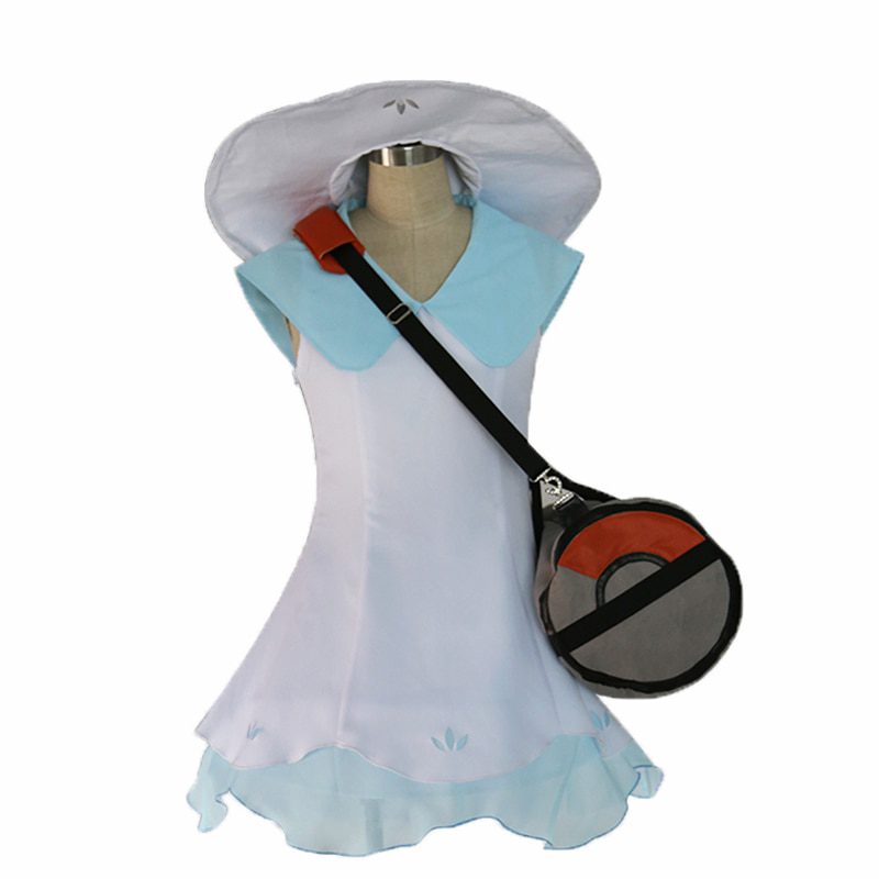 Sun Moon Lillie Cosplay Dress with Hat and Bag Cosplay Costume