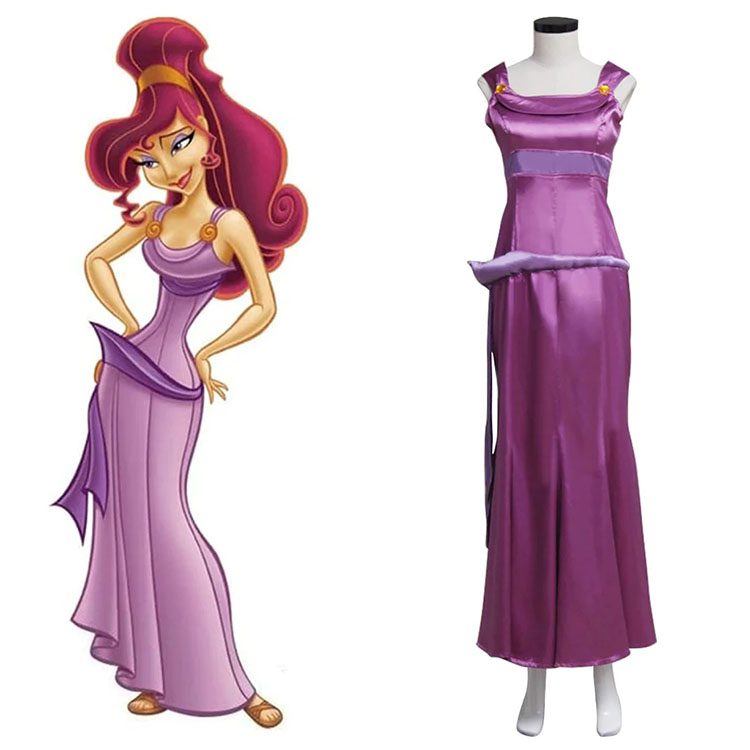 purple megara dress HalloweenCostumes.com Medium Girl Child Disney Hercules Deluxe Megara Costume