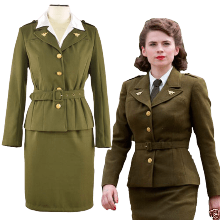 The First Captain America Agent Peggy Carter Cosplay Costume (2)