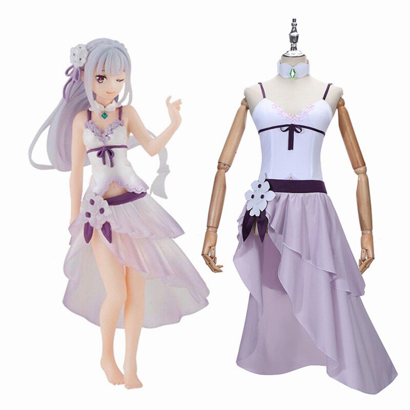 Anime ReLife in a Different World from Zero Emilia Cosplay Costume