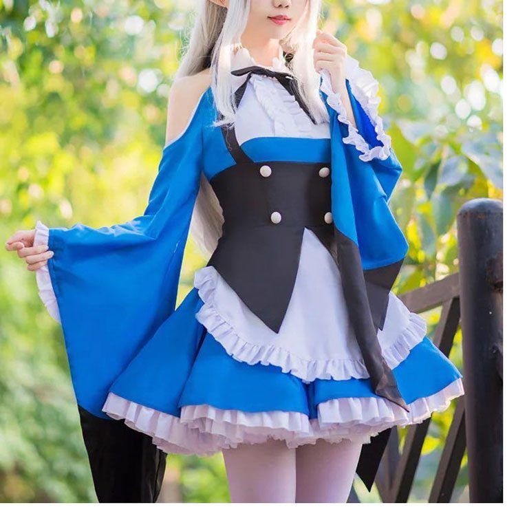 Re: Zero Emilia Lawson Blue Maid Cosplay Costume