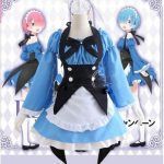ReZero Emilia Lawson Ramram Blue Maid Cosplay Costume
