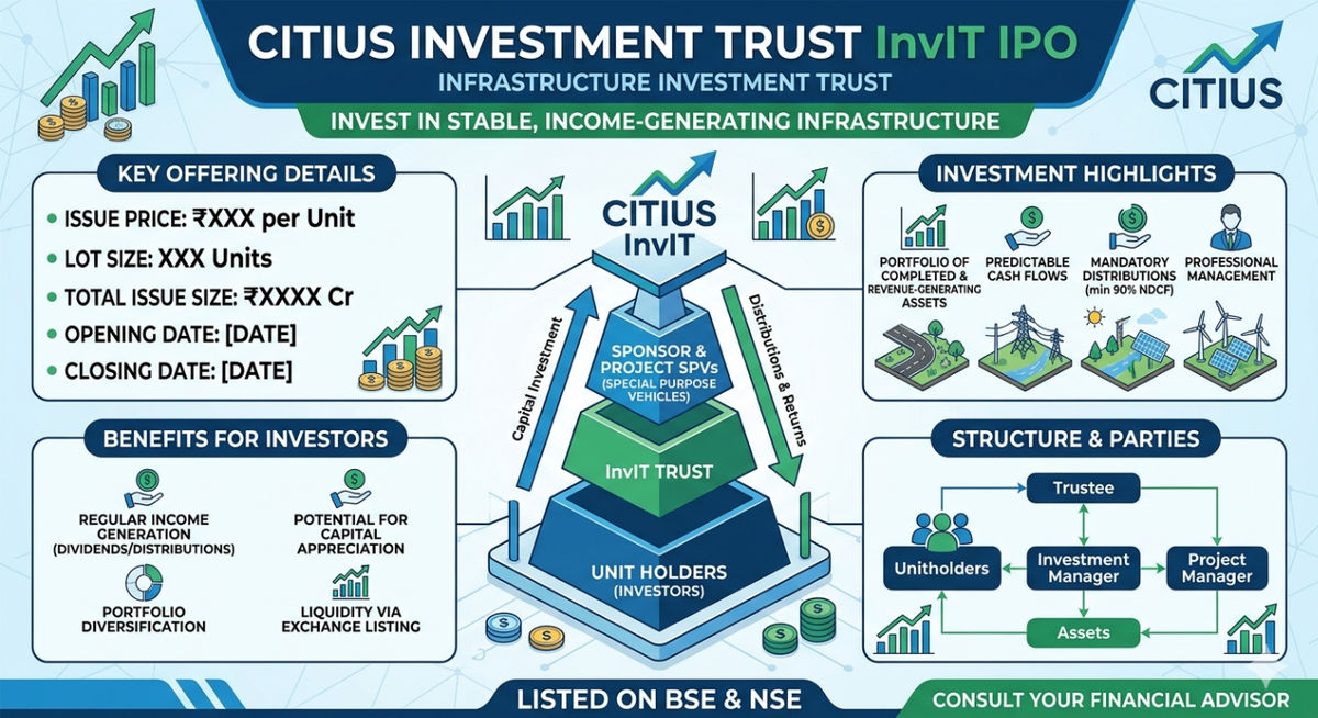 Citius Investment Trust InvIT opens today — ₹1,105 crore issue at ₹99–₹100 price band