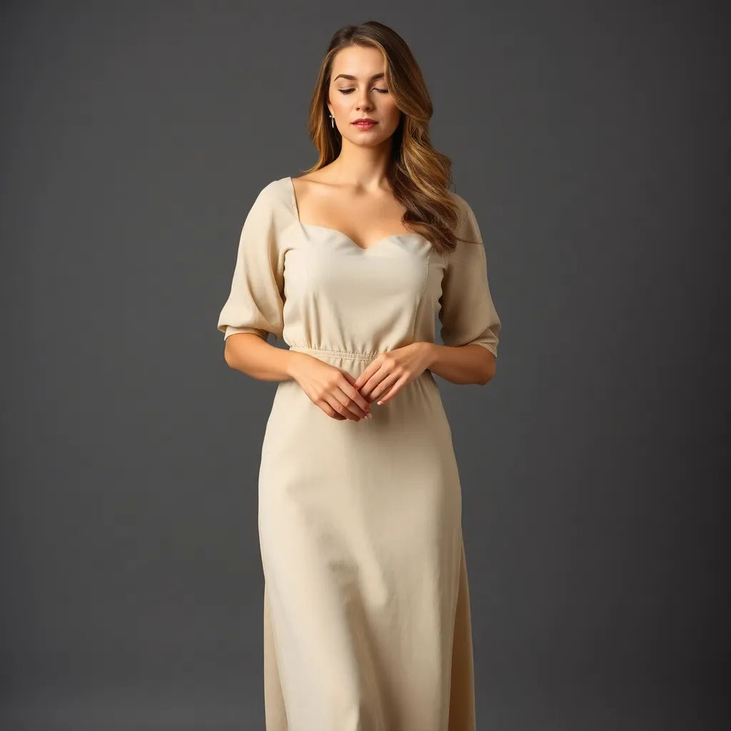 woman in beige dress