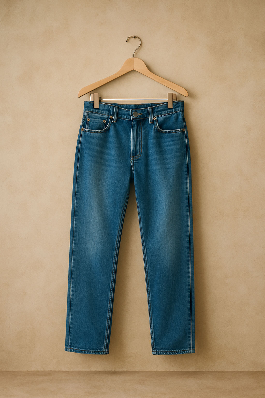 Denim jeans product on male model