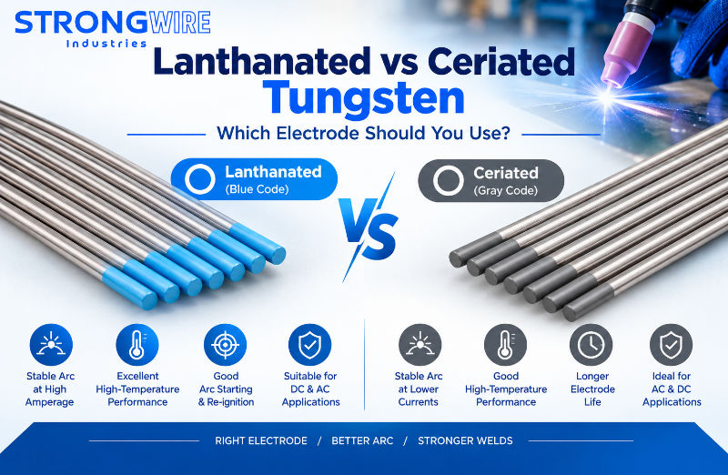 Tungsten electrodes for TIG welding aluminium and stainless steel