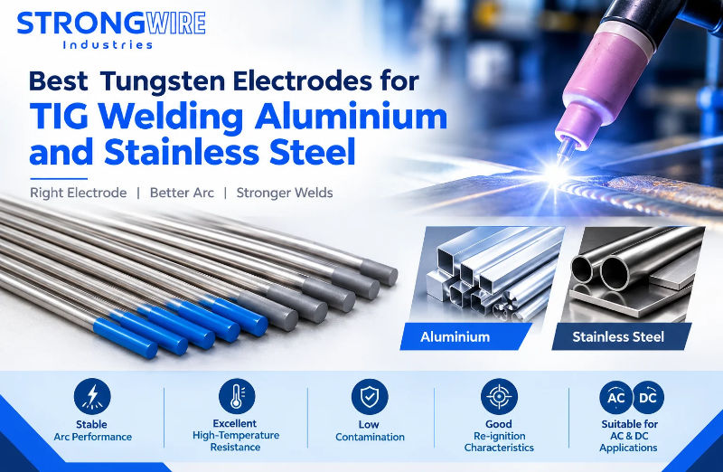 Tungsten electrodes for TIG welding aluminium and stainless steel