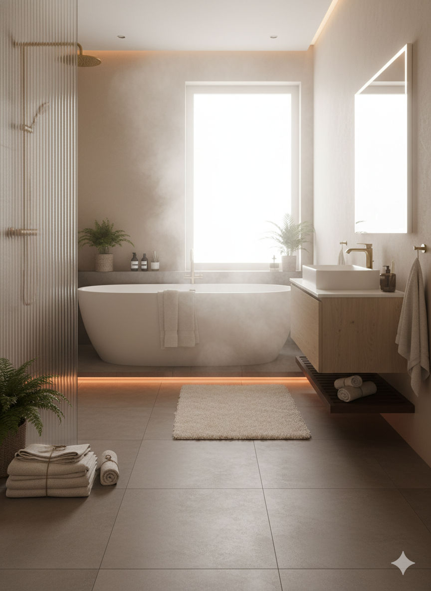 Marble bathroom tile installation