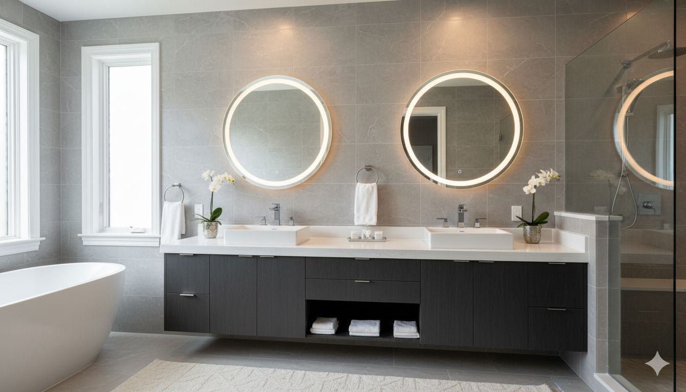 Modern bathroom with heated floors