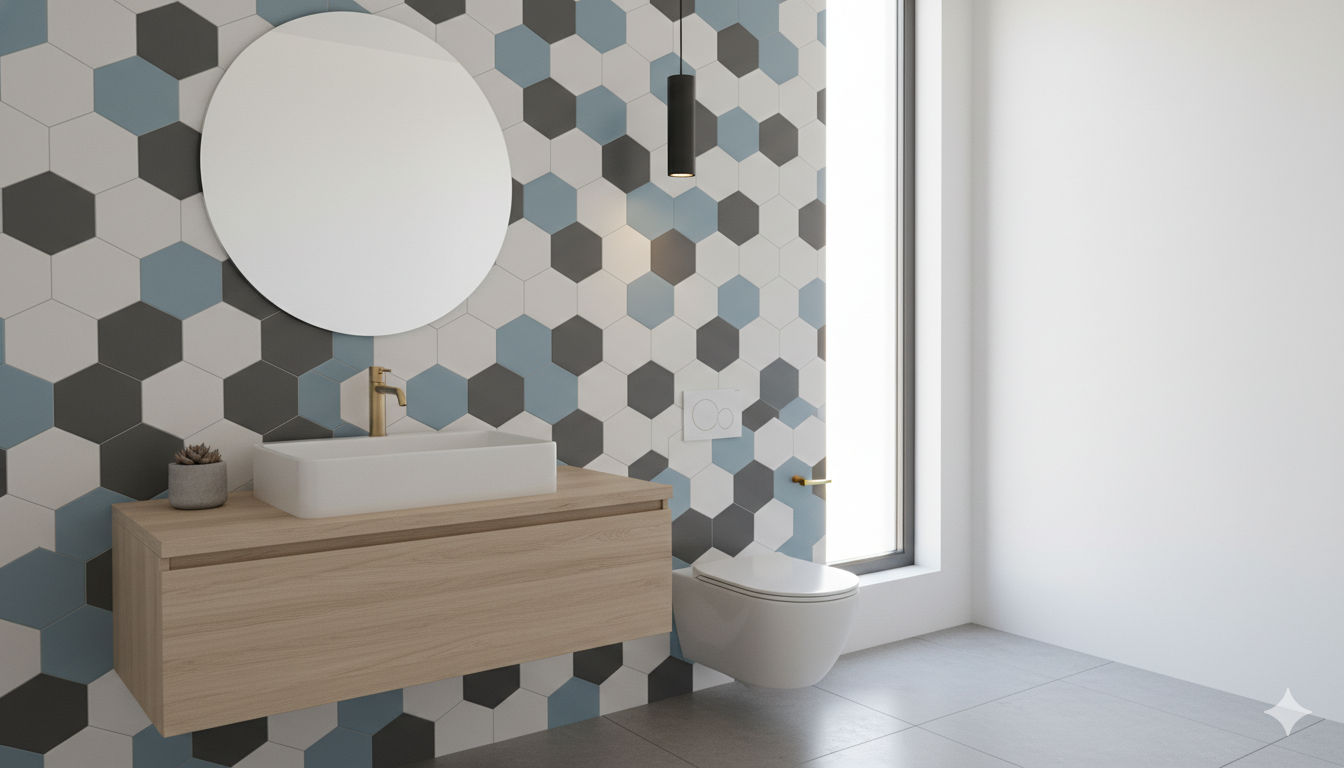 Luxury bathroom with custom tiles