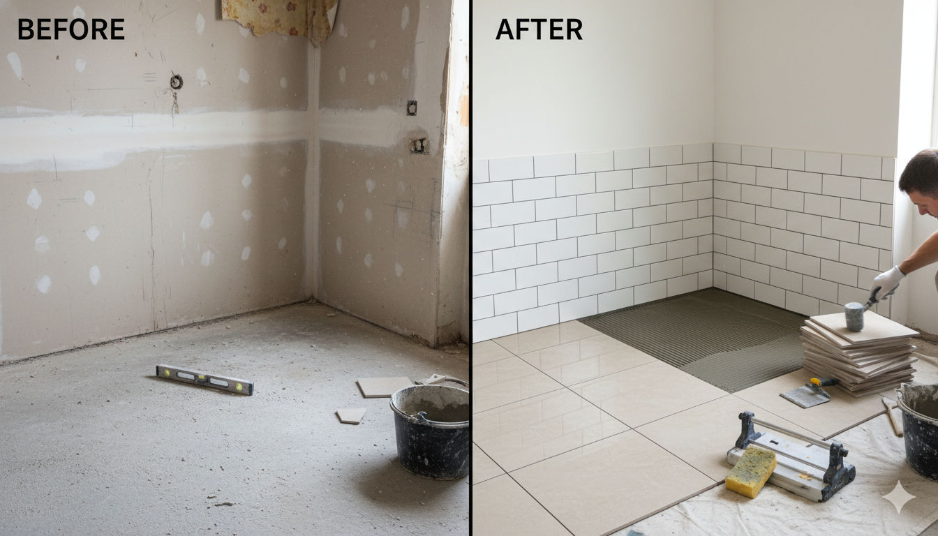 Before and after bathroom renovation Montreal