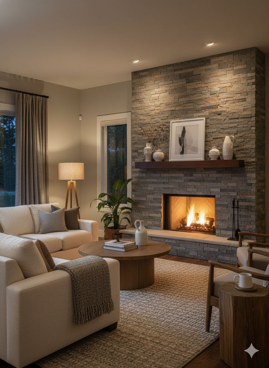 Custom fireplace tile installation Montreal