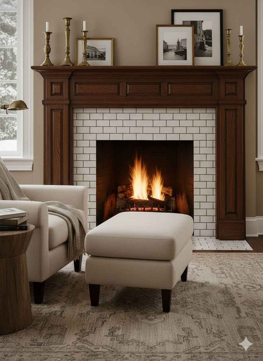 Contemporary fireplace installation