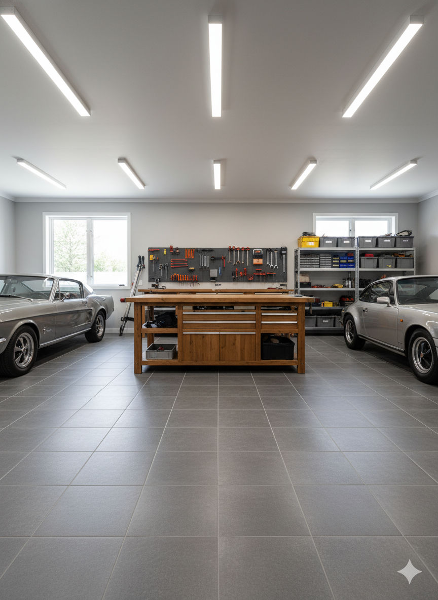 Garage floor tile installation