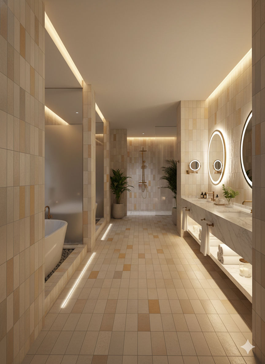 Public facility tile installation