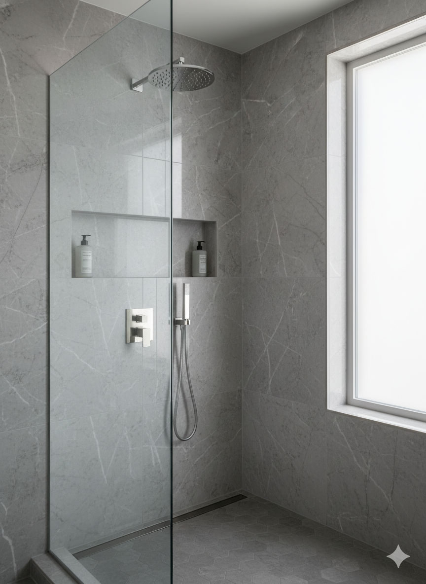 Custom walk-in shower installation