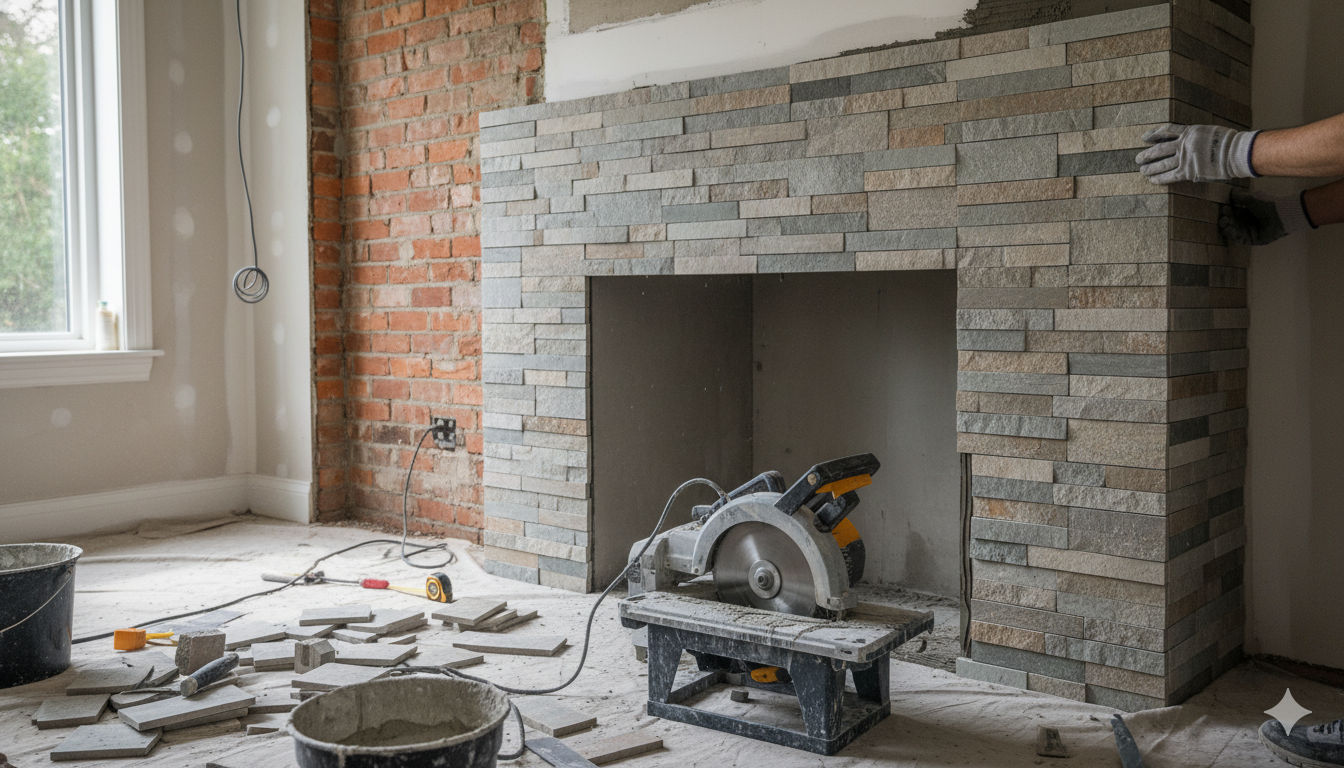 Professional tile installation process