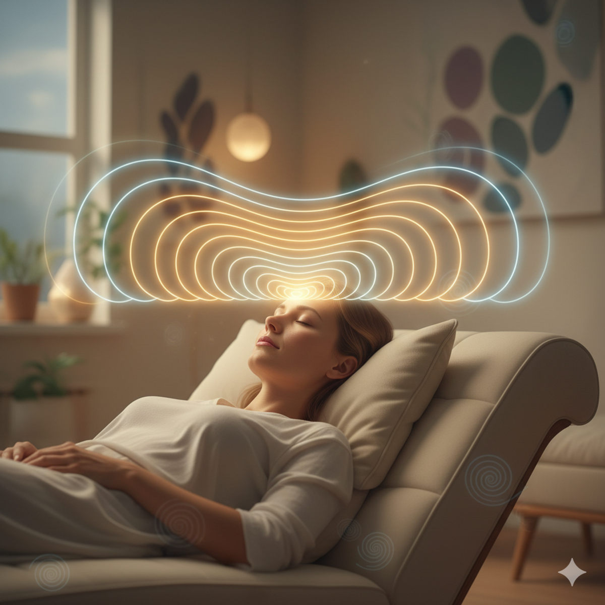 Scène thérapeutique calme illustrant la pratique de l'auto-hypnose