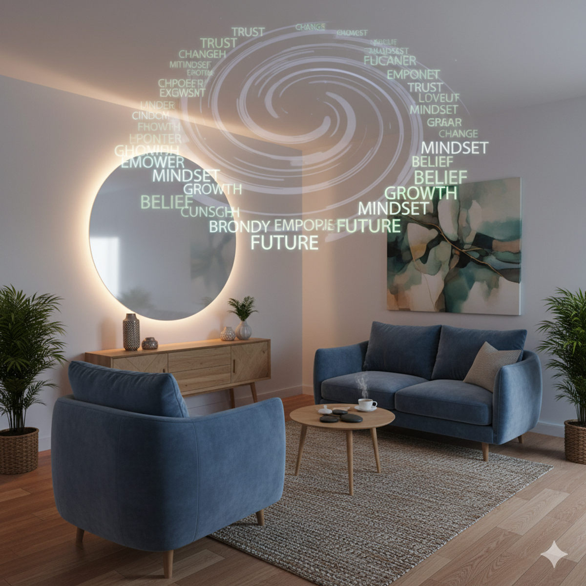 Therapist office prepared for hypnosis and NLP transformation work