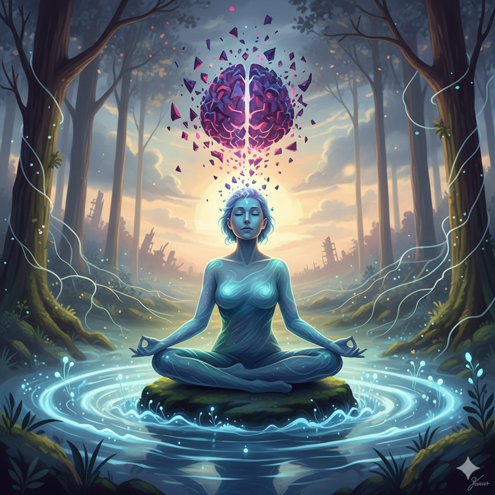 Calm visual symbolizing PTSD healing through hypnotherapy