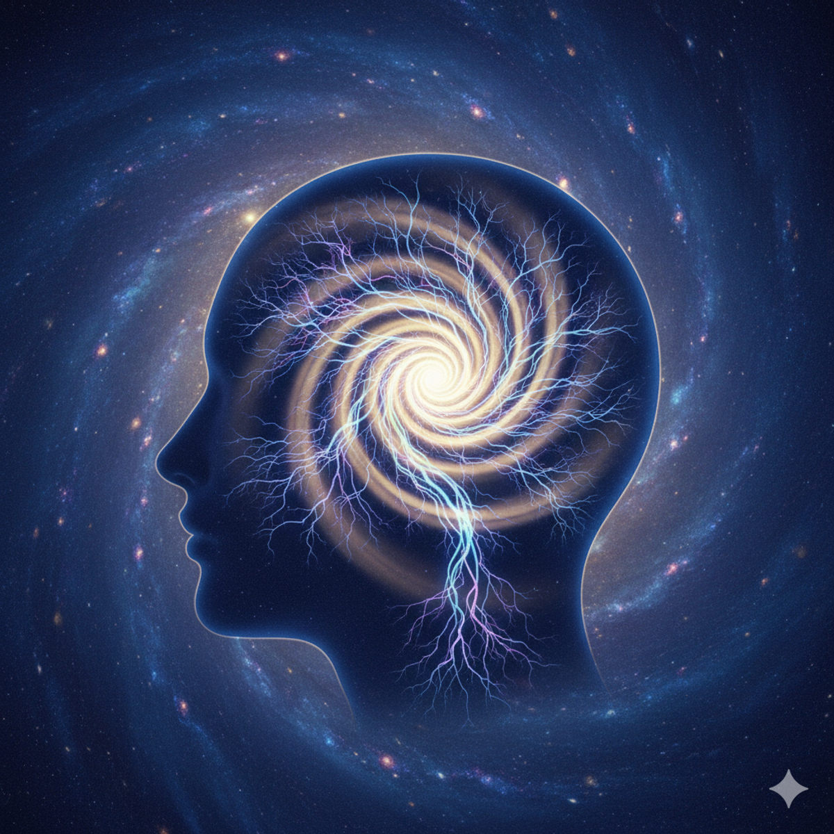 Abstract neural pathways spiral representing subconscious transformation through hypnotherapy