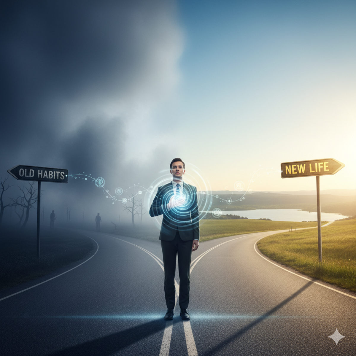 Visualisation du rétablissement de dépendance montrant deux chemins et le choix