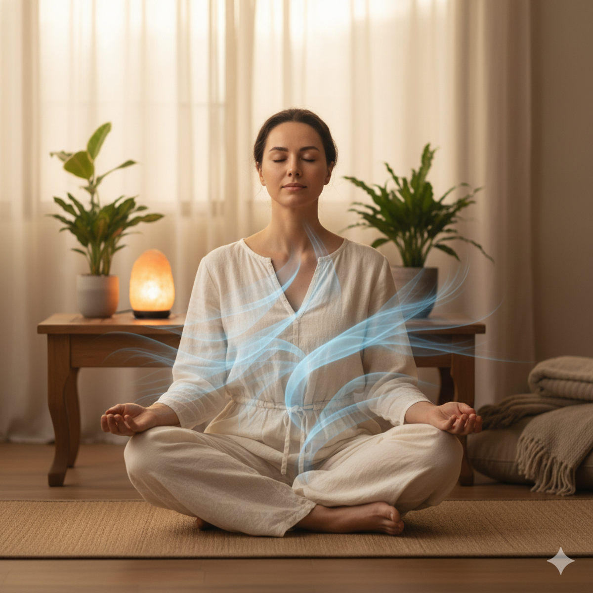 Thérapie de respiration profonde avec visualisation de flux d'air calme