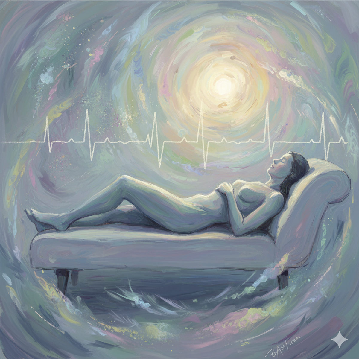 Peaceful hypnotherapy session abstract art