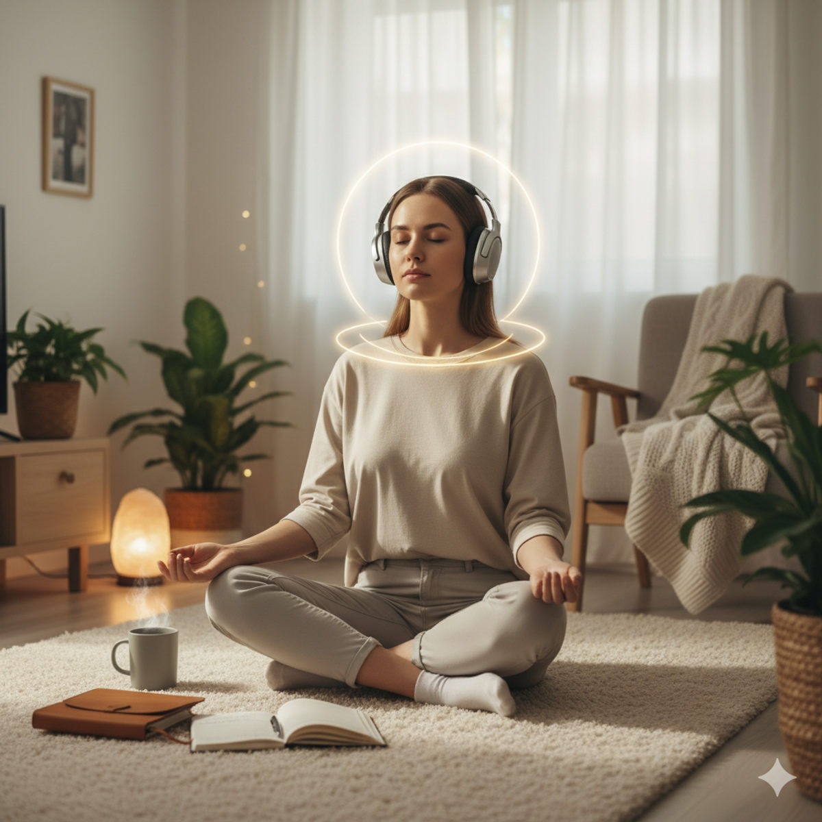 Self-hypnosis at home calm focus scene