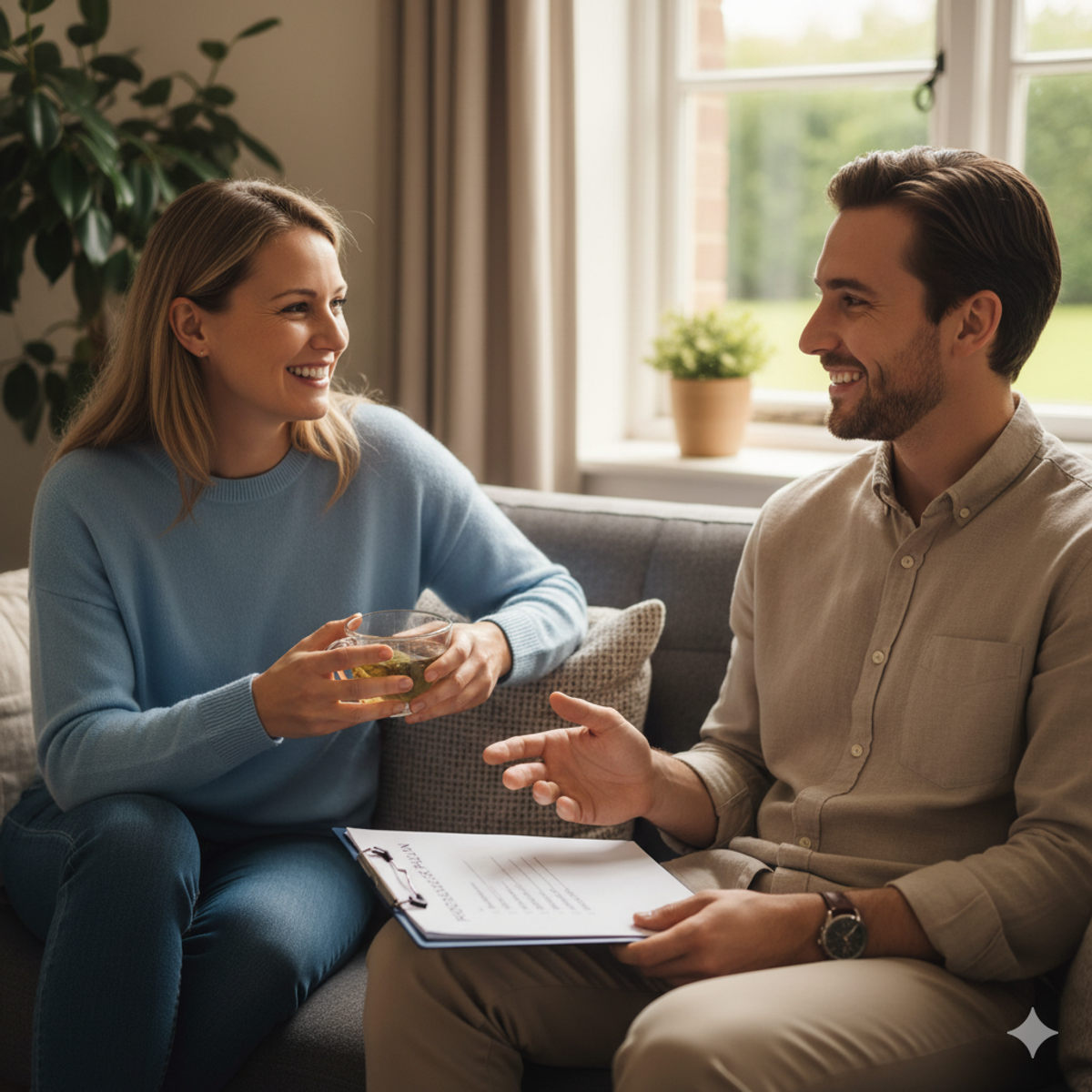 Discussion entre client et hypnothérapeute avec plan de thérapie