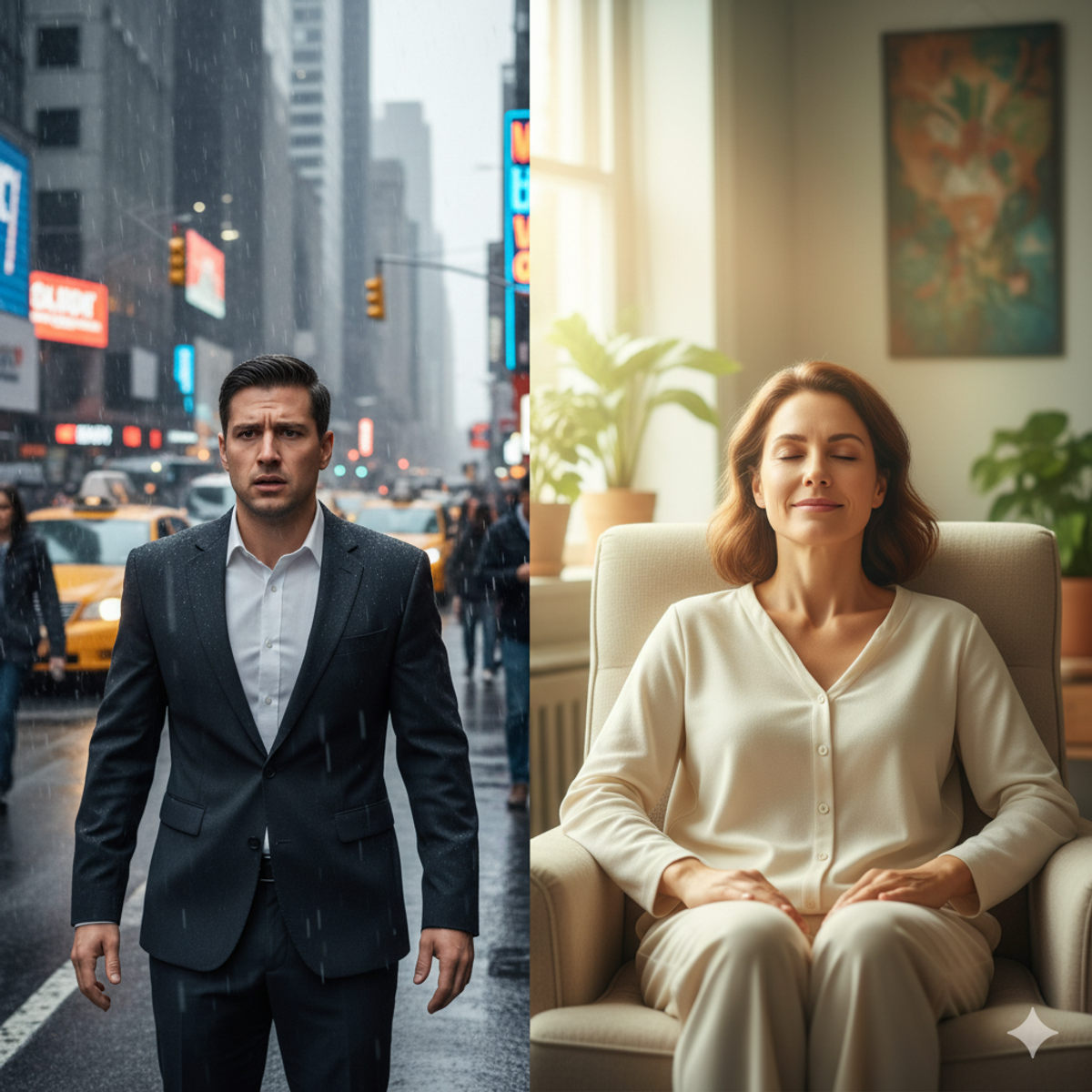 Transformation avant/après l'hypnothérapie (comparaison)