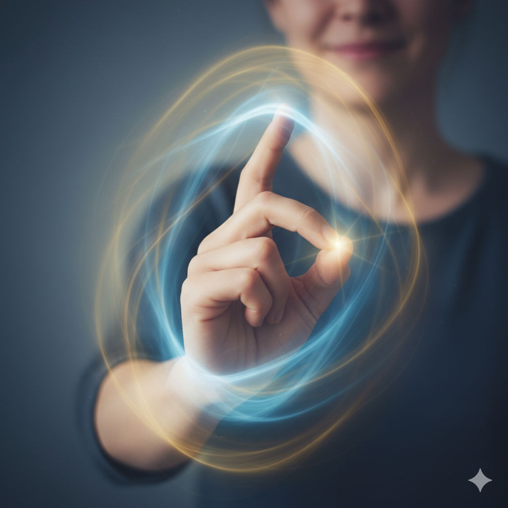 Activation de la confiance (pouce et index) avec énergie calme (illustration)