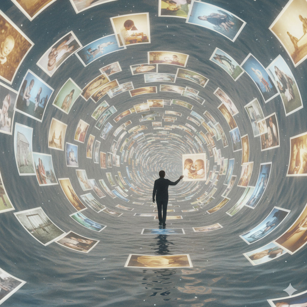 Couloir de mémoire hypnotique de l'enfance à l'âge adulte (illustration)