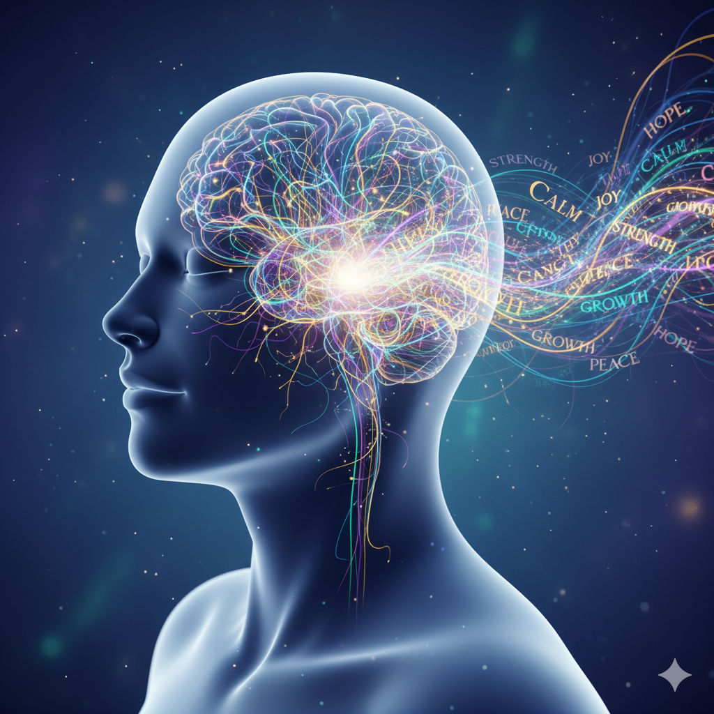 Phrases positives vers un esprit calme (illustration abstraite)