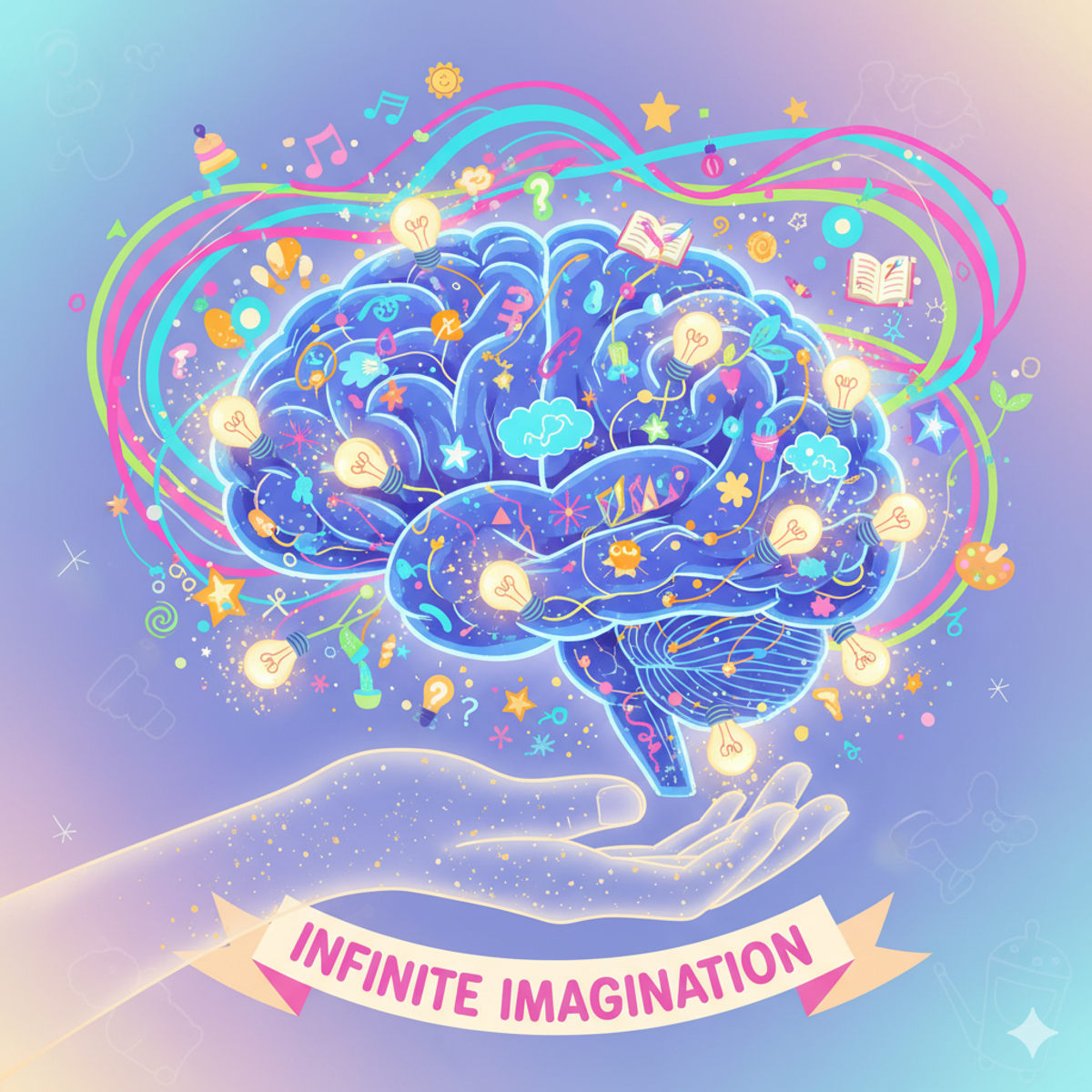 Imaginative brain with vibrant connections