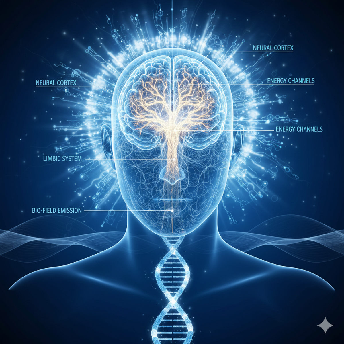 Reiki and neuroscience illustration for stress reduction and the brain