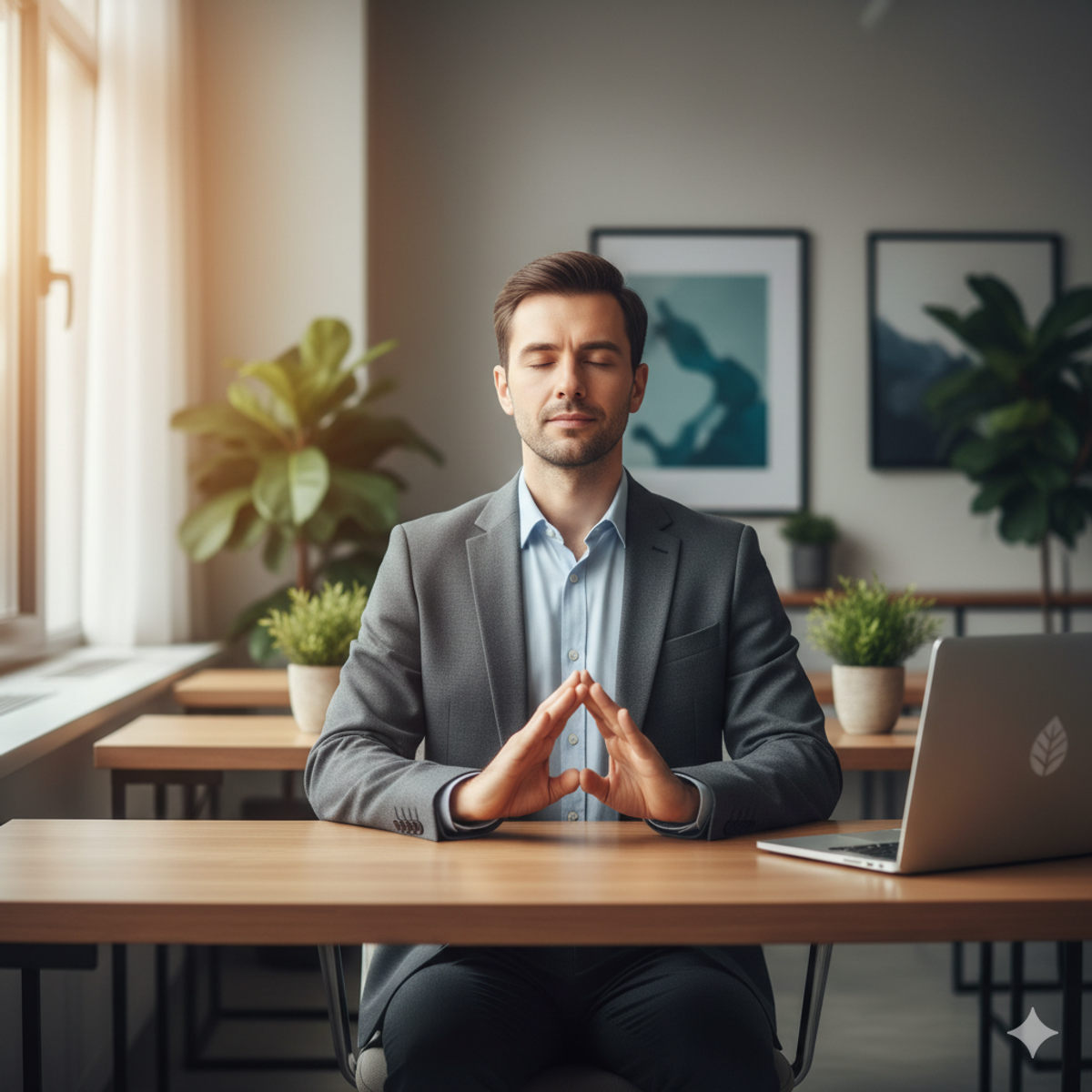 Workplace stress relief with a quick Reiki meditation technique at the office