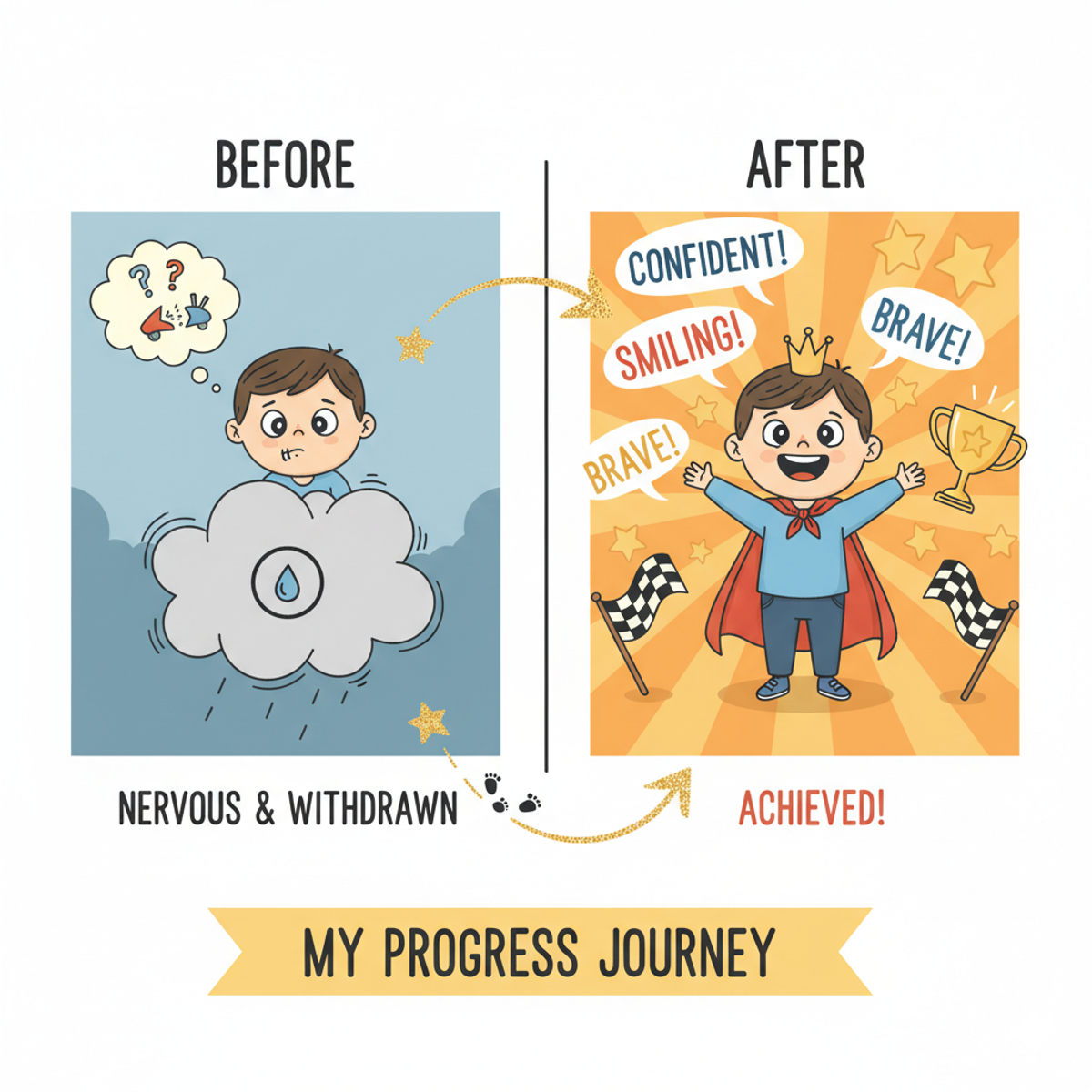 Child hypnotherapy progress before after timeline