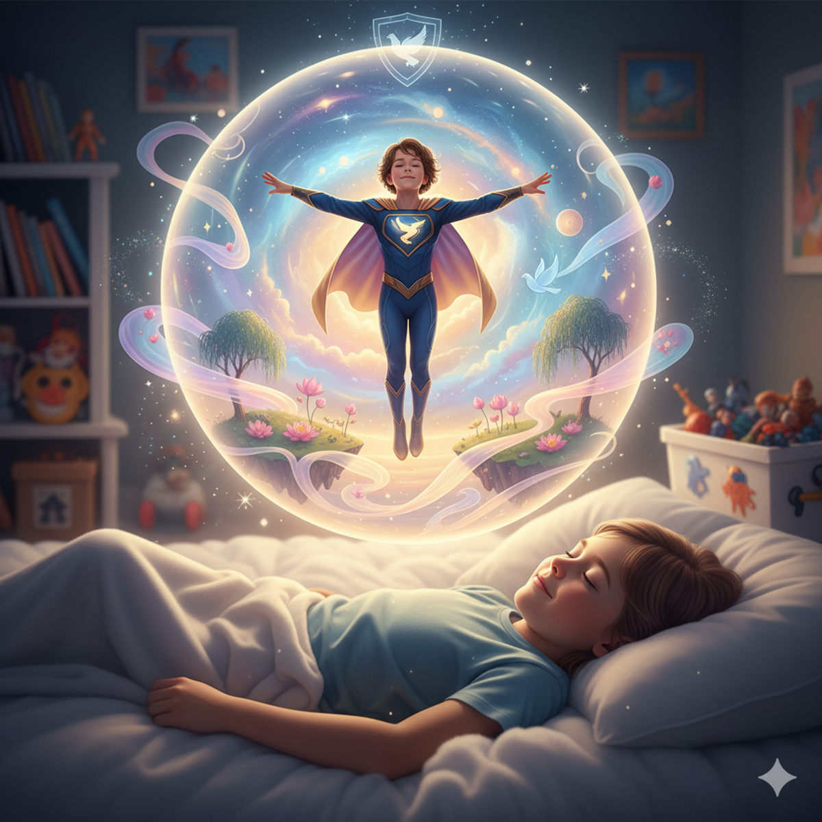 Child superhero visualization confidence mindscape