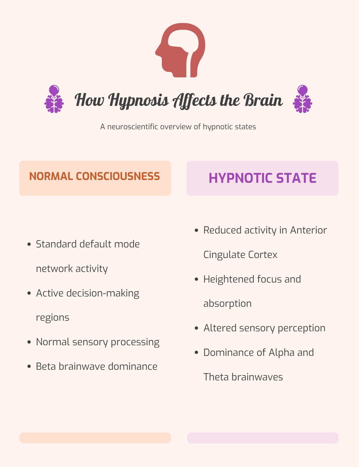 Hypnosis effects on brain - brainwave diagram