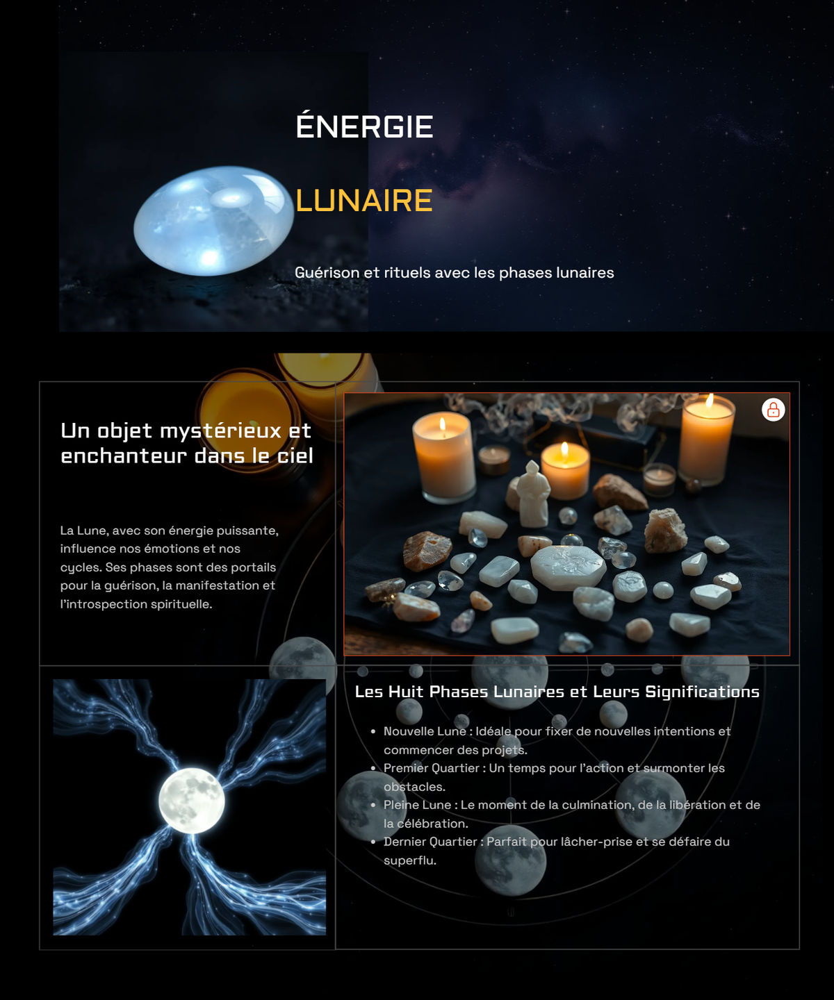 Phases lunaires et utilisation pierre de lune cycles énergétiques