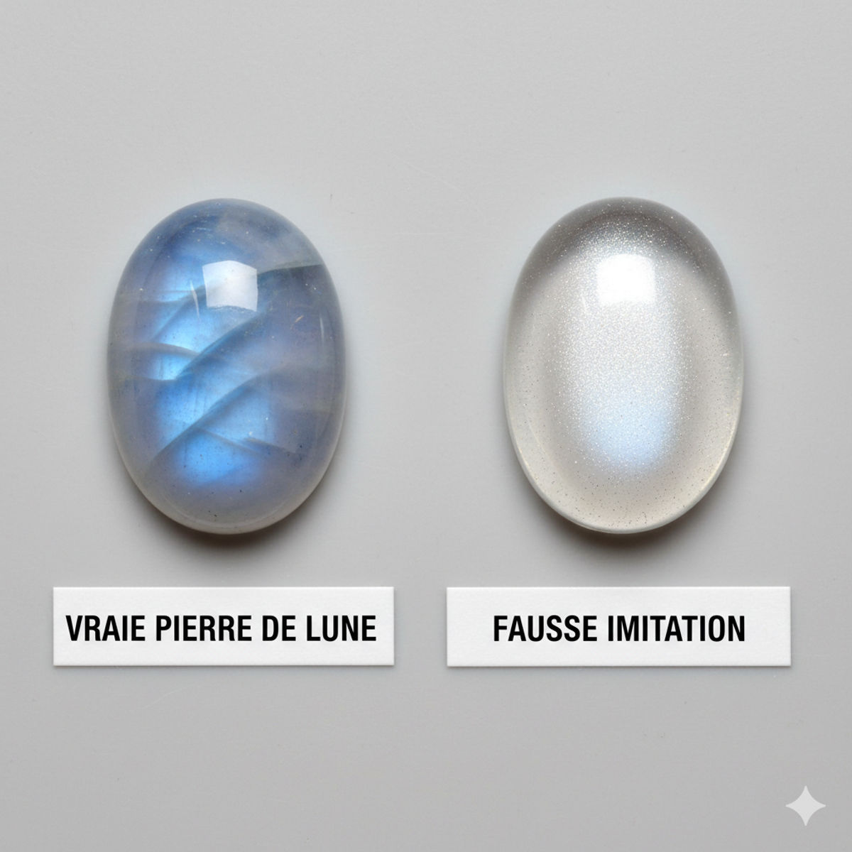Authentification pierre de lune vraie imitation différences adularescence