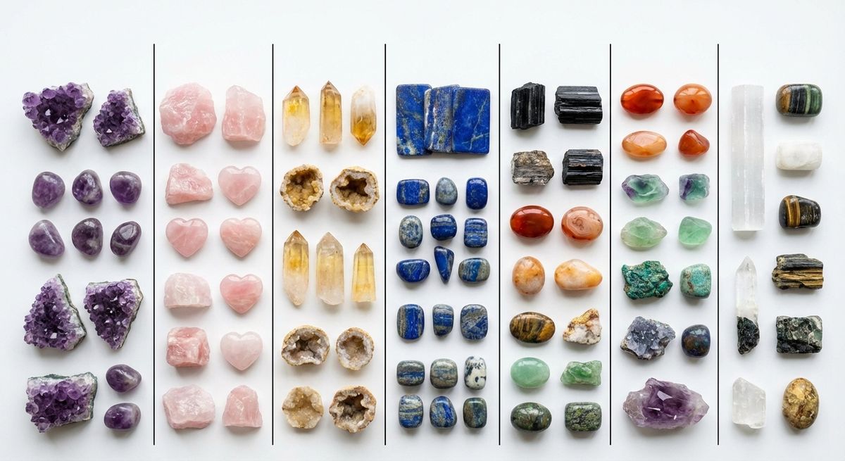 Différents types de cristaux utilisés en lithothérapie scientifique