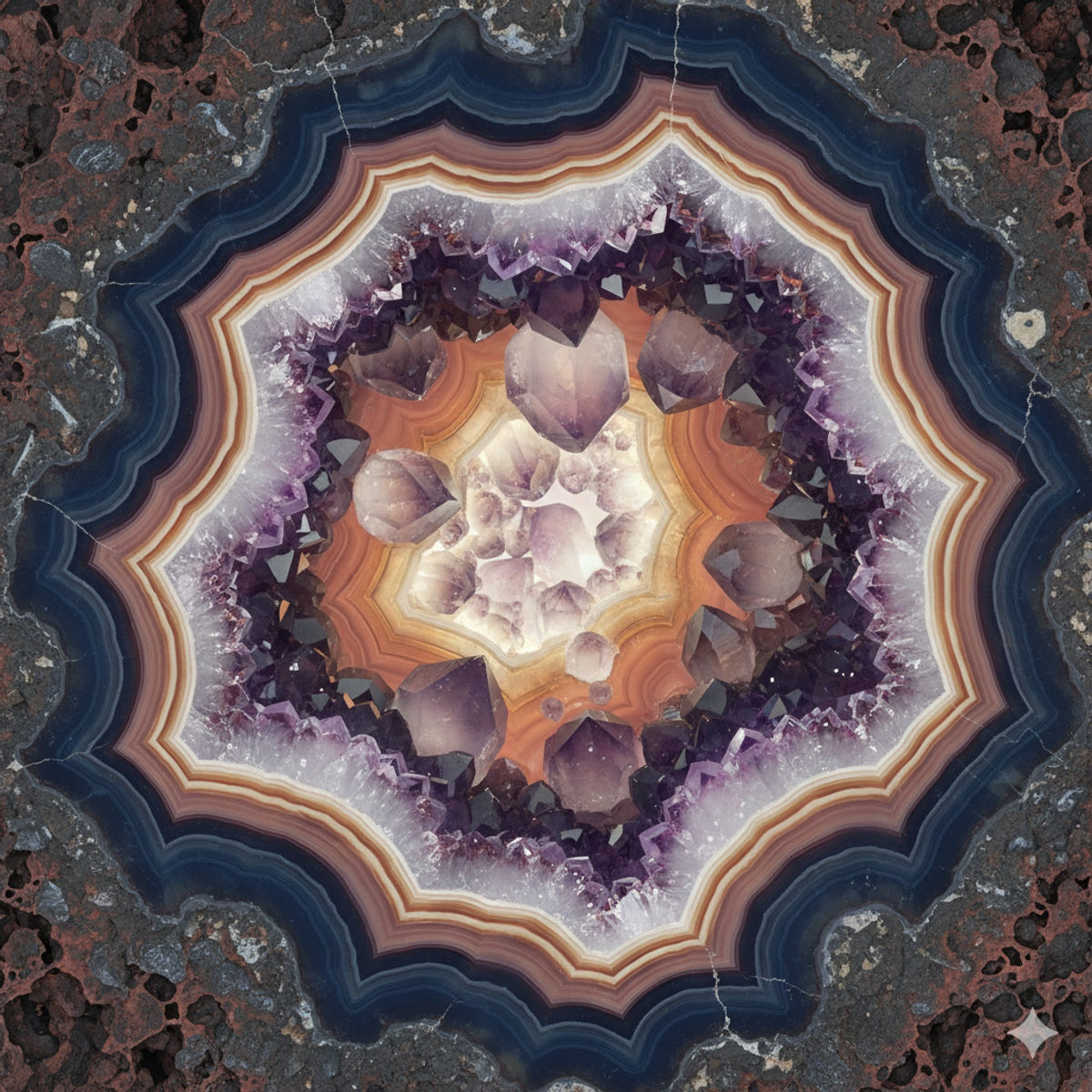 Formation naturelle agate pierre dans cavité rocheuse géologique