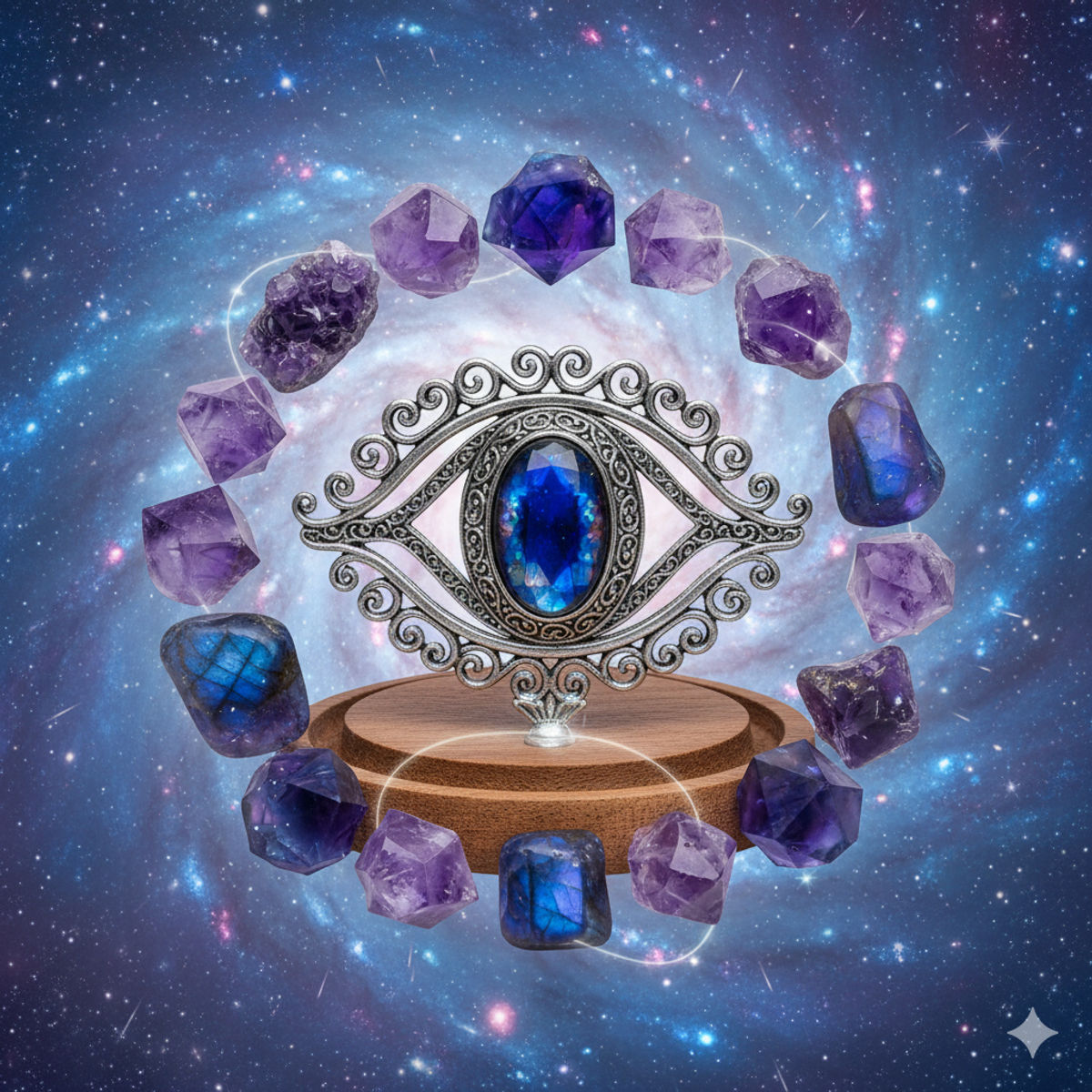 Améthyste, fluorite violette et labradorite pour développer l'intuition du chakra du troisième œil
