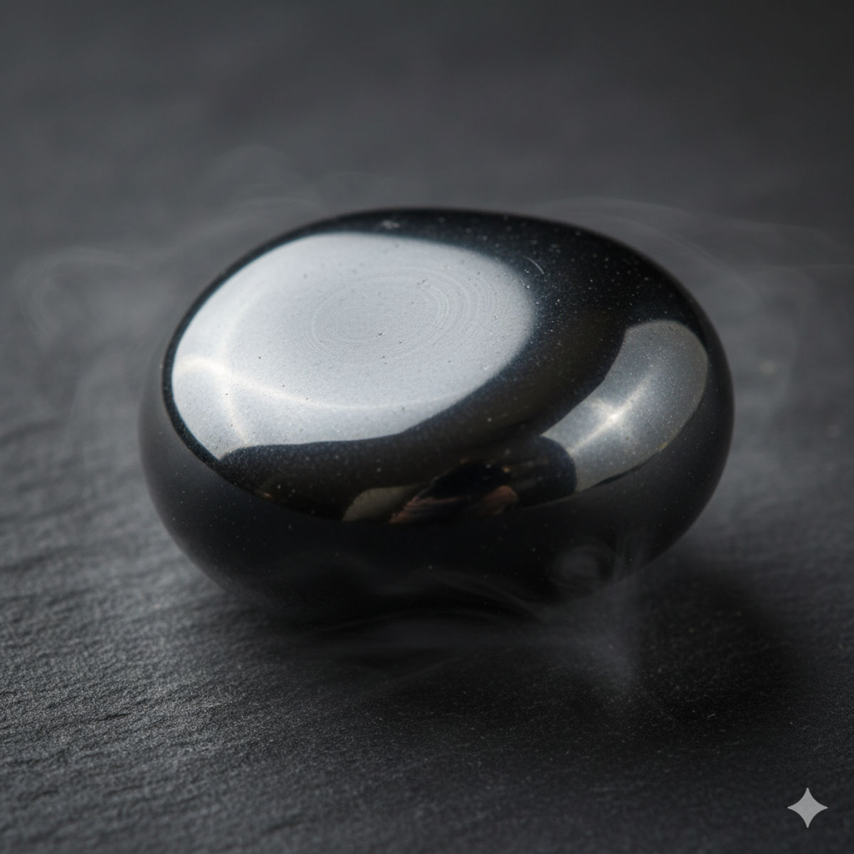Hématite polie aux reflets métalliques utilisée en lithothérapie pour l'ancrage énergétique